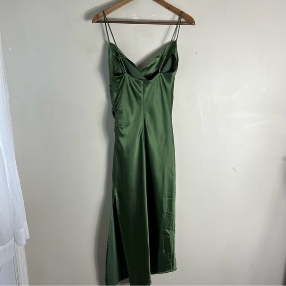 Billy J Monte Satin Slip Midi Dress - Olive Size 4 NWT Bridesmaid Weddin… - Picture 7 of 16
